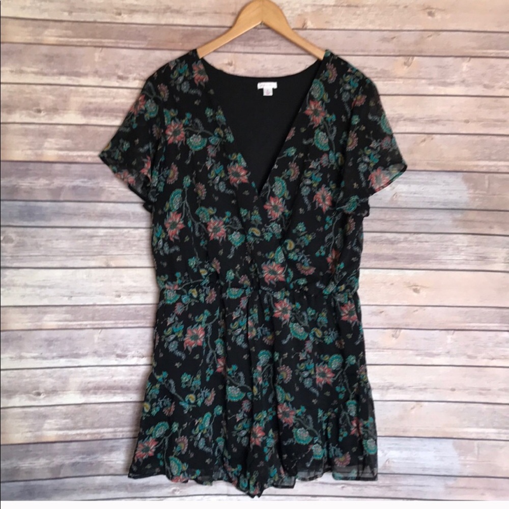 Black floral romper
